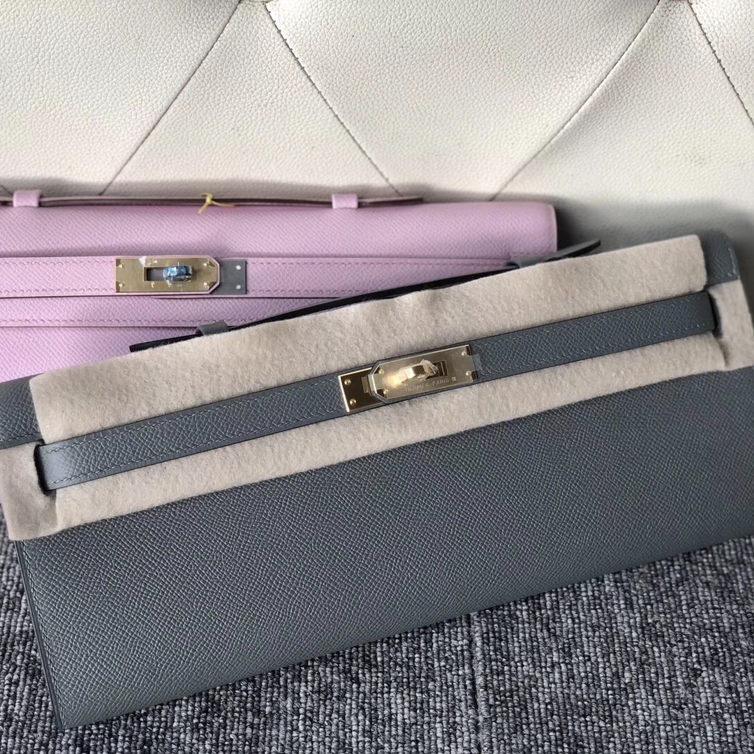 Hermes Kelly Cut Pochette 31cm M8瀝青灰 CC63杏綠色 X9锦葵紫