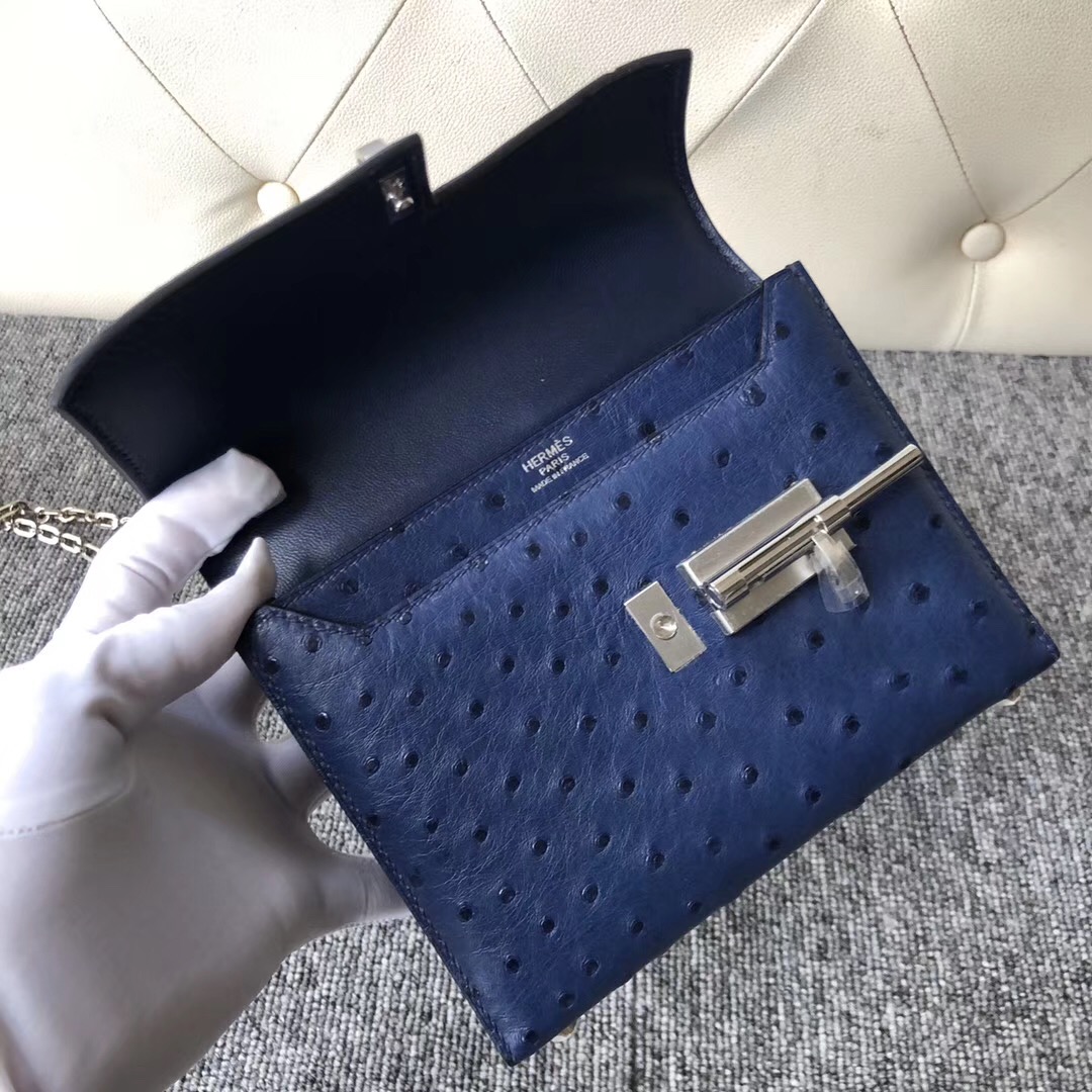 香港淺水灣爱马仕手枪包 Hermes Verrou 17.5cm CK73寶石藍 Blue Sapphire