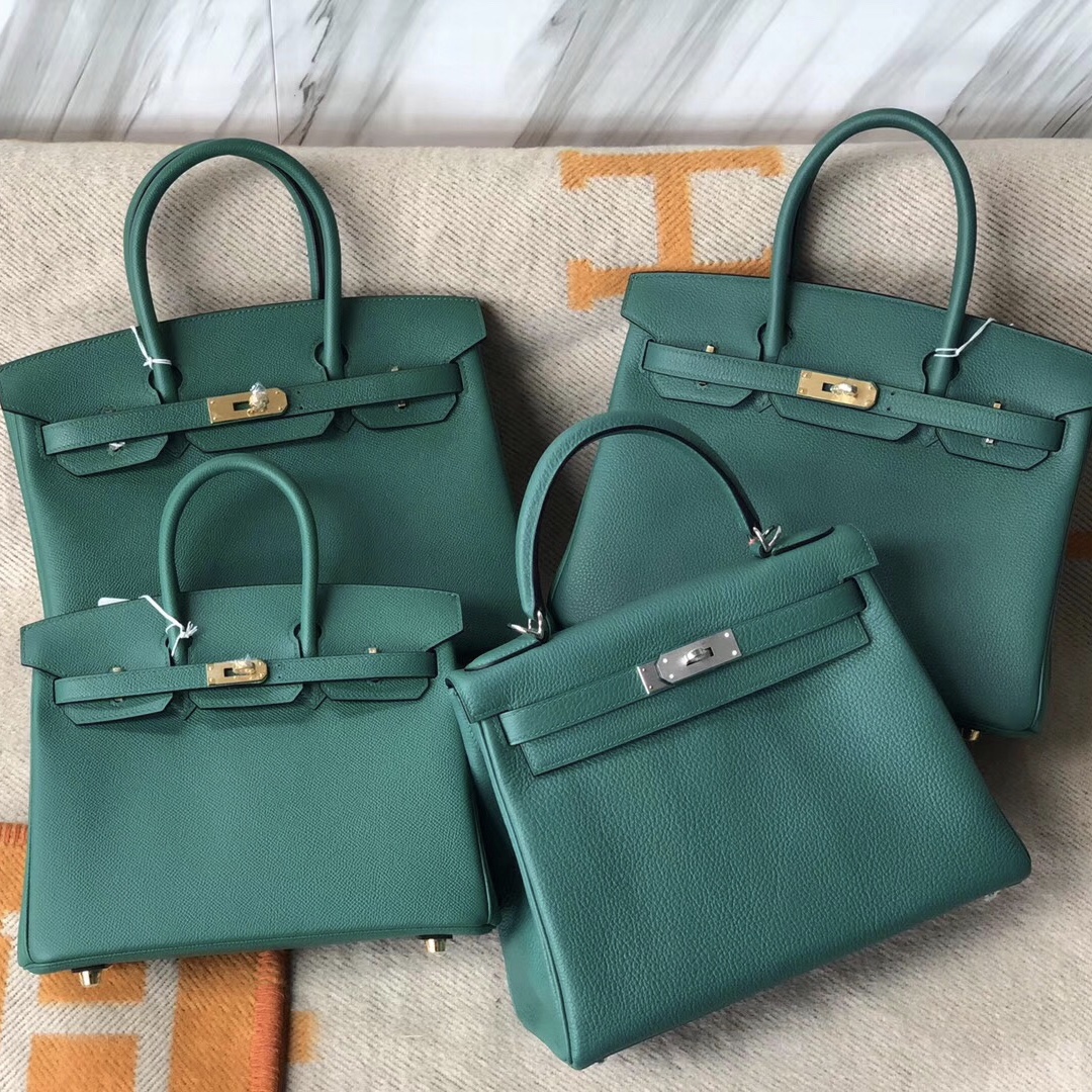 愛馬仕 Hermes U4丝绒绿 Vert Verigo Birkin25 30cm Kelly 28cm