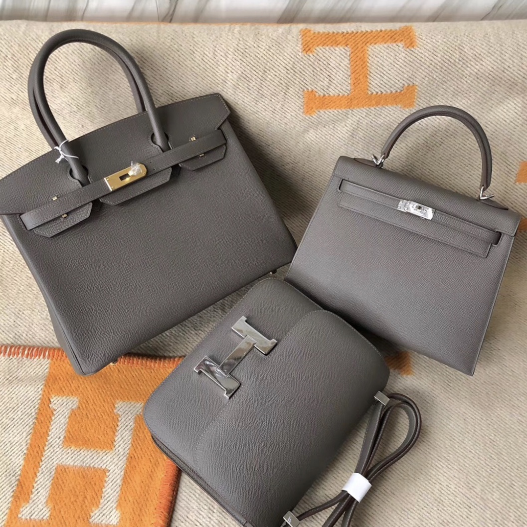 Hermes Birkin 30cm Kelly 25cm Constance 24cm 8F锡器灰 Etain