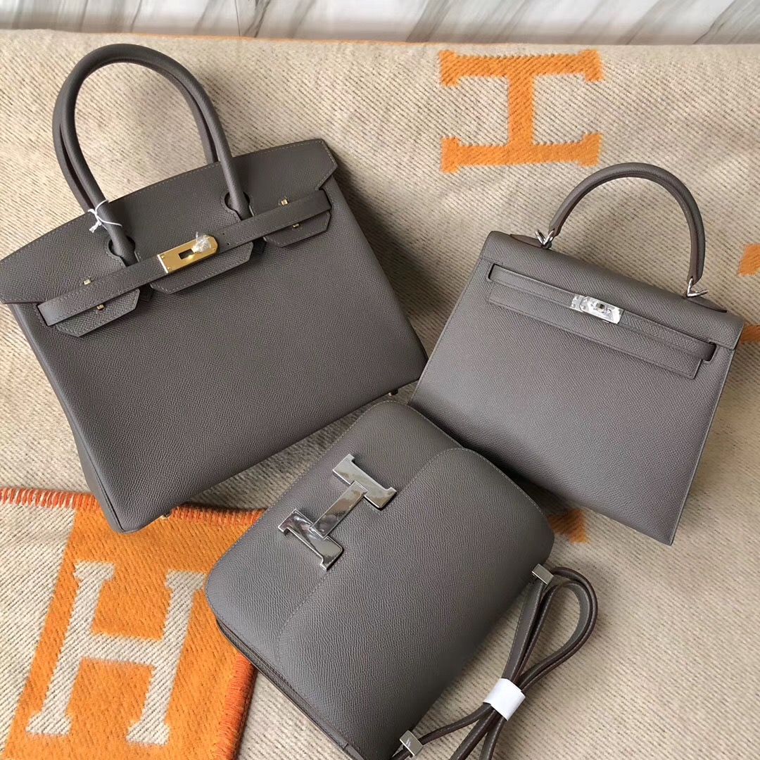 Hermes Birkin 30cm Kelly 25cm Constance 24cm 8F锡器灰 Etain