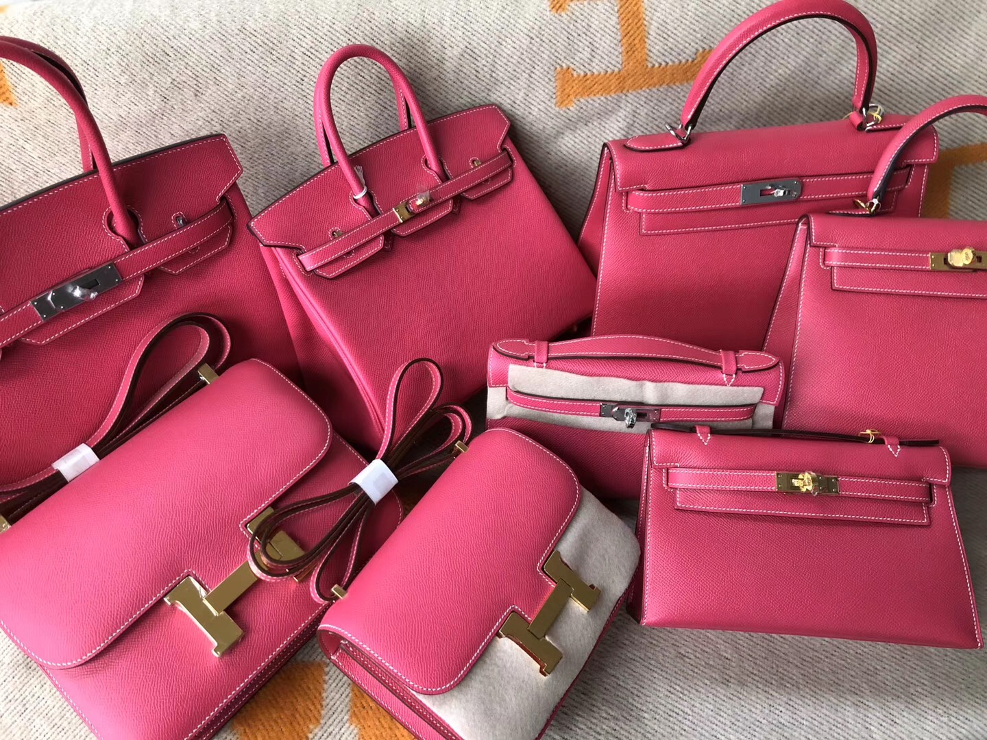 Hermes Birkin Kelly Mini Kelly Pochette Constance E5桃紅色 Rose Tyrien