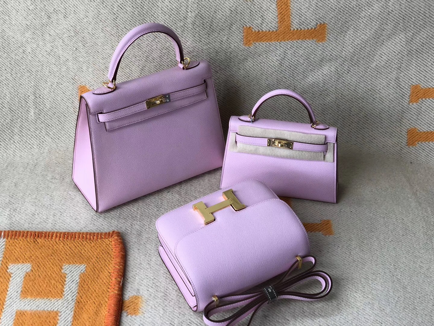 Macao Hermes Constance 19cm KellyMini 2代 X9錦葵紫 mauve sylvestre