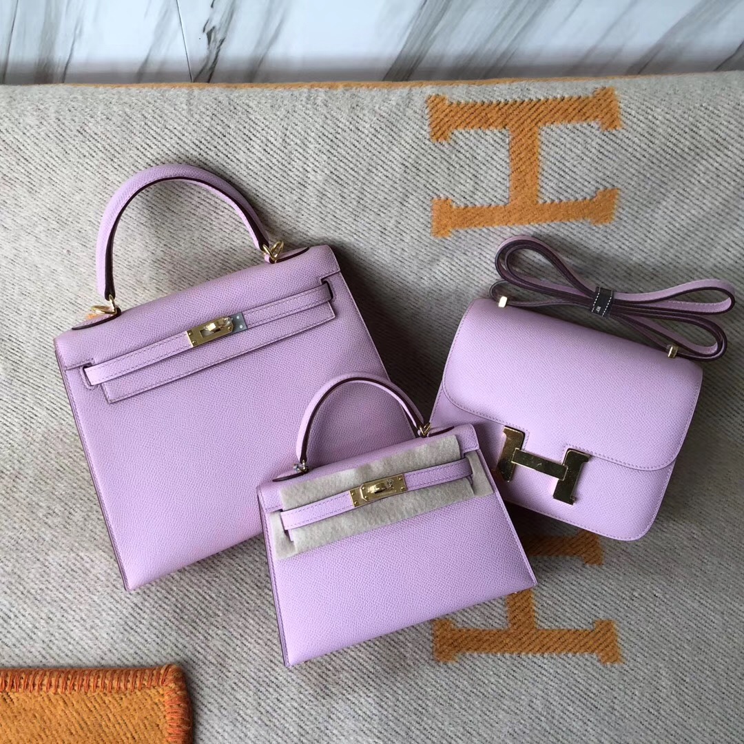 Macao Hermes Constance 19cm KellyMini 2代 X9錦葵紫 mauve sylvestre