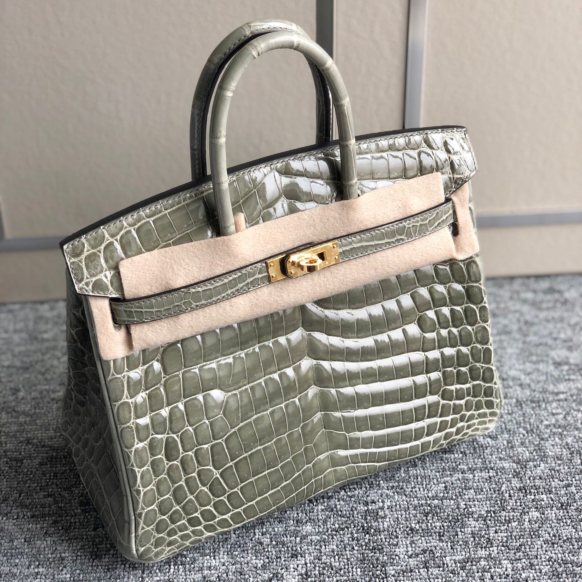 Spain Hermes Kelly 25cm CK81斑鳩灰 Gris Tourterelle 尼羅鱷魚 供珠鱷