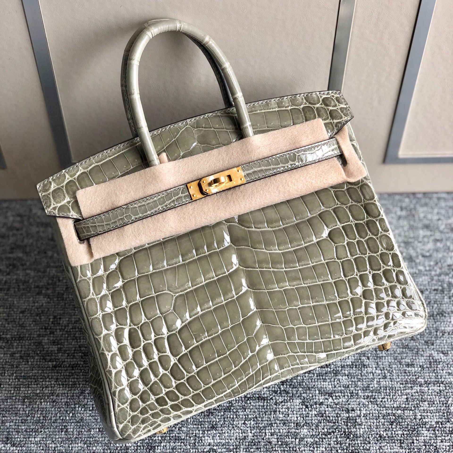 Spain Hermes Kelly 25cm CK81斑鳩灰 Gris Tourterelle 尼羅鱷魚 供珠鱷