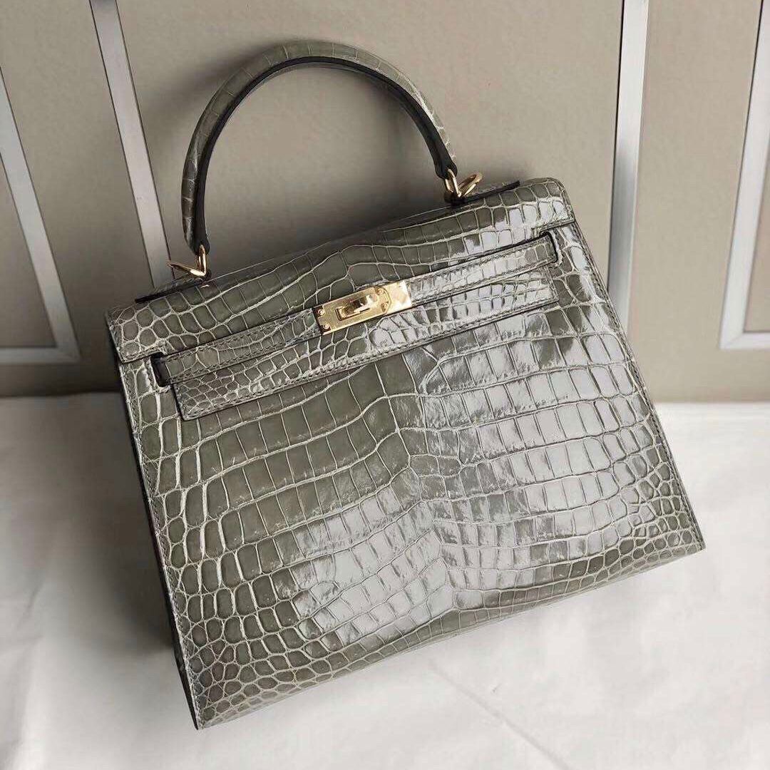 Spain Hermes Kelly 25cm CK81斑鳩灰 Gris Tourterelle 尼羅鱷魚 供珠鱷