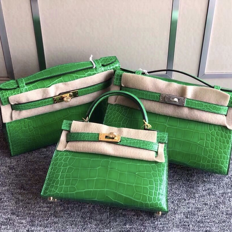 Hermes MiniKelly Pochette / MiniKelly 2代 1L仙人掌綠 Cactus大小對比圖