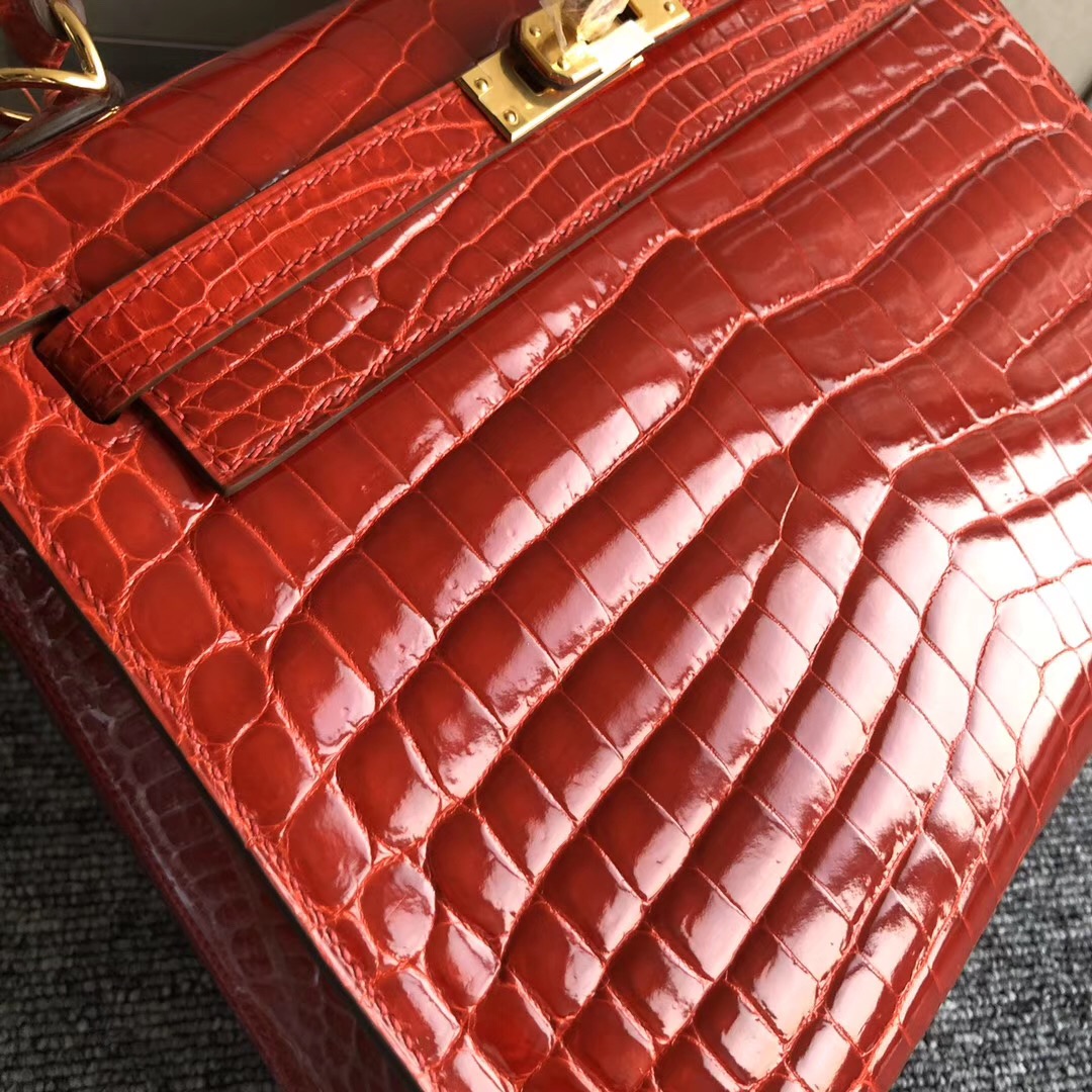 España Spain Hermes Kelly 25cm ck95法拉利紅 Braise 尼羅供珠鱷