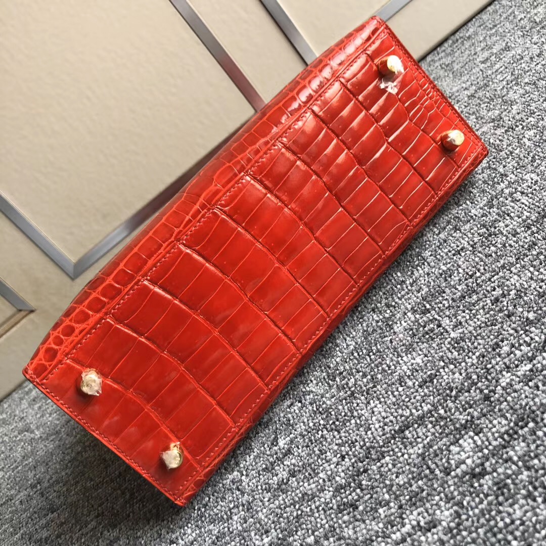 España Spain Hermes Kelly 25cm ck95法拉利紅 Braise 尼羅供珠鱷