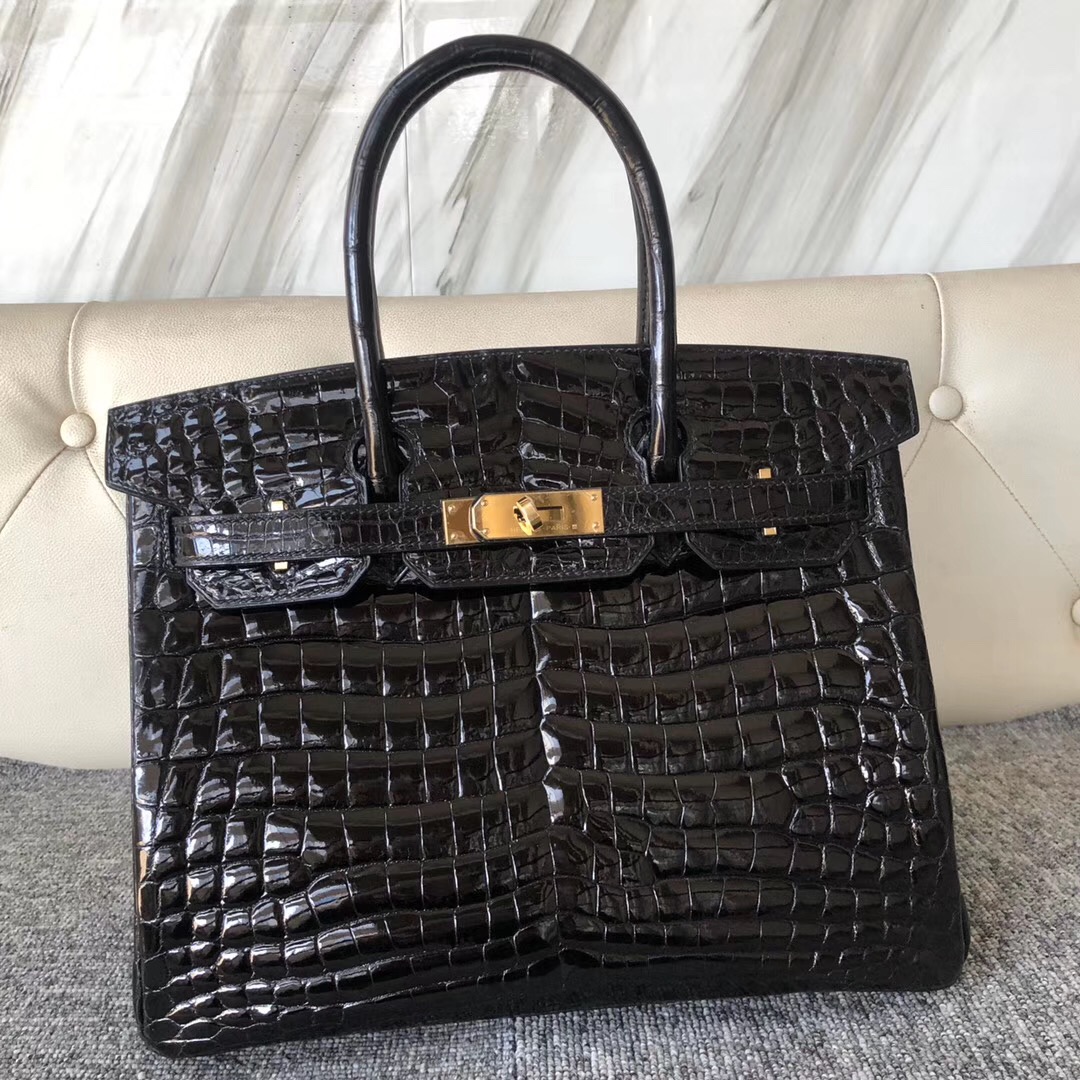 臺灣高雄市愛馬仕鉑金包 Hermes Birkin 30cm 尼羅供珠鱷魚 ck89黑色 noir