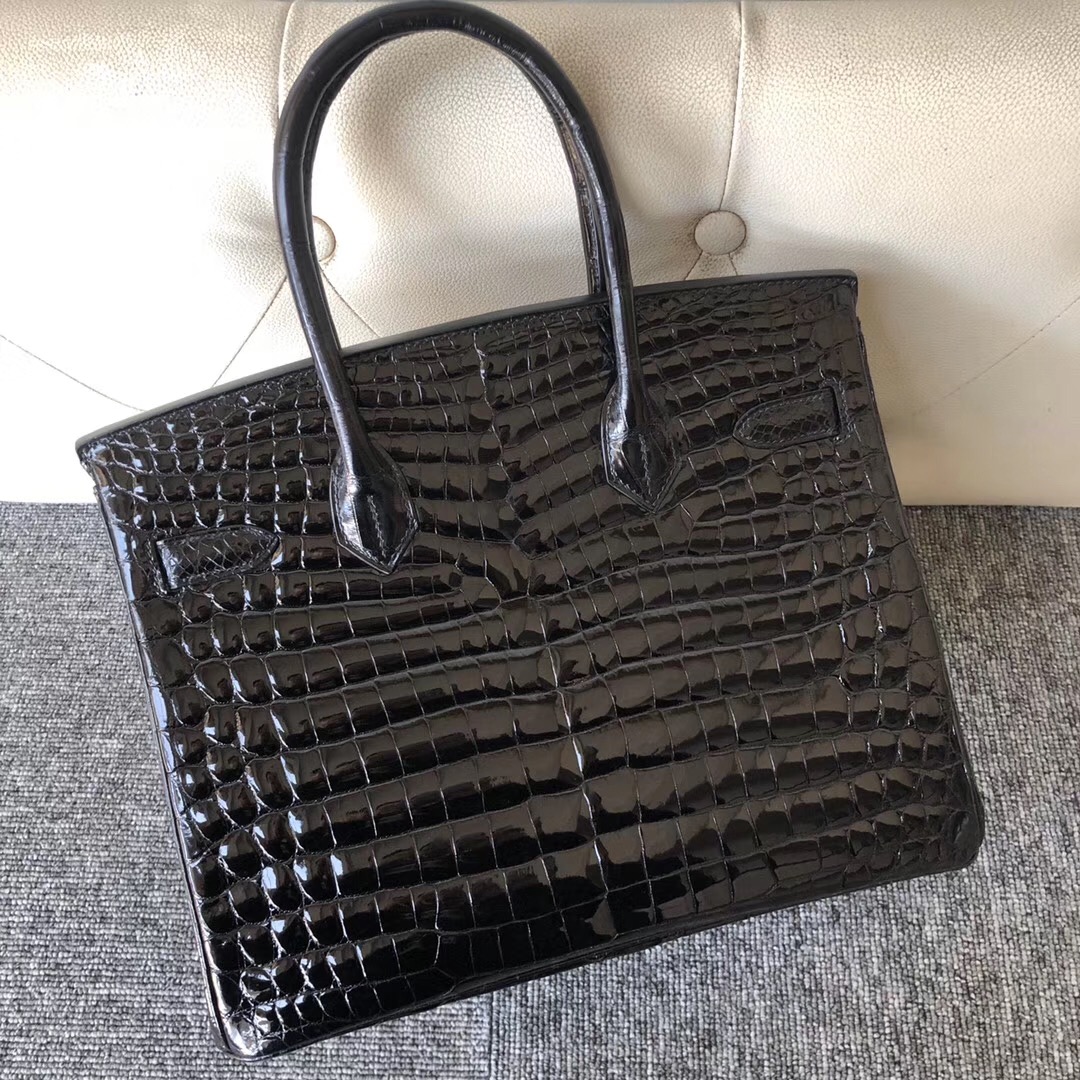 臺灣高雄市愛馬仕鉑金包 Hermes Birkin 30cm 尼羅供珠鱷魚 ck89黑色 noir