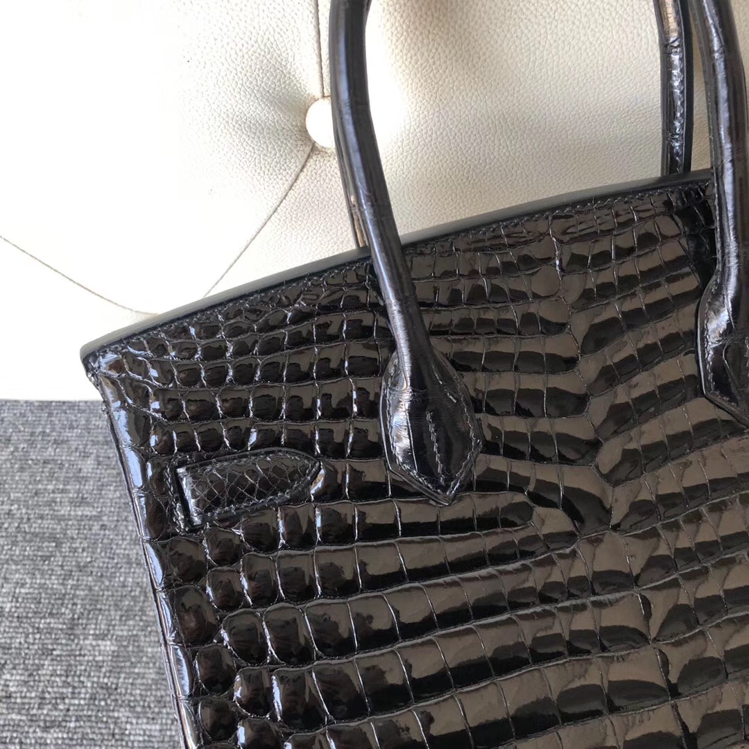 臺灣高雄市愛馬仕鉑金包 Hermes Birkin 30cm 尼羅供珠鱷魚 ck89黑色 noir