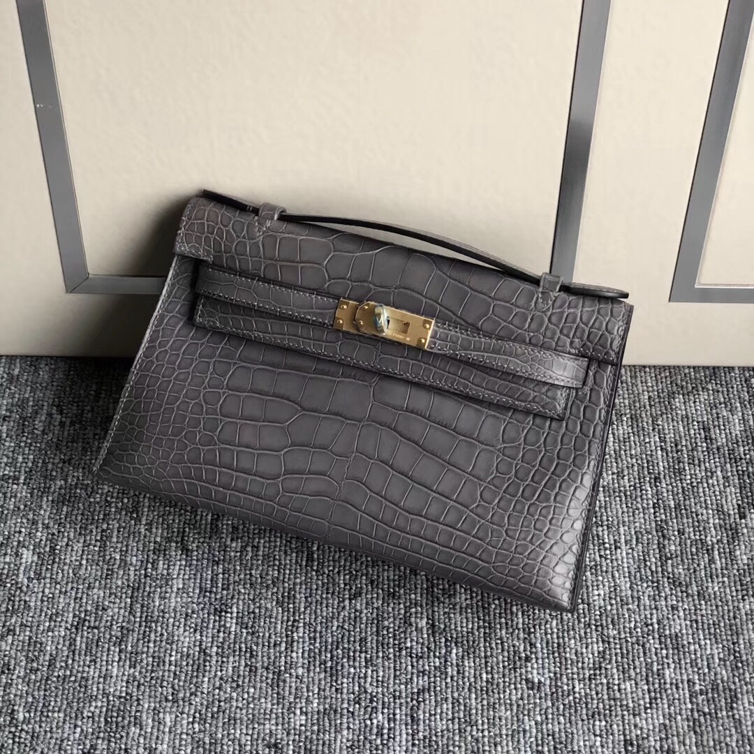 Hermes MiniKelly Pochette 6W薄荷綠MENTHE CK19慕斯灰 6C古銅色