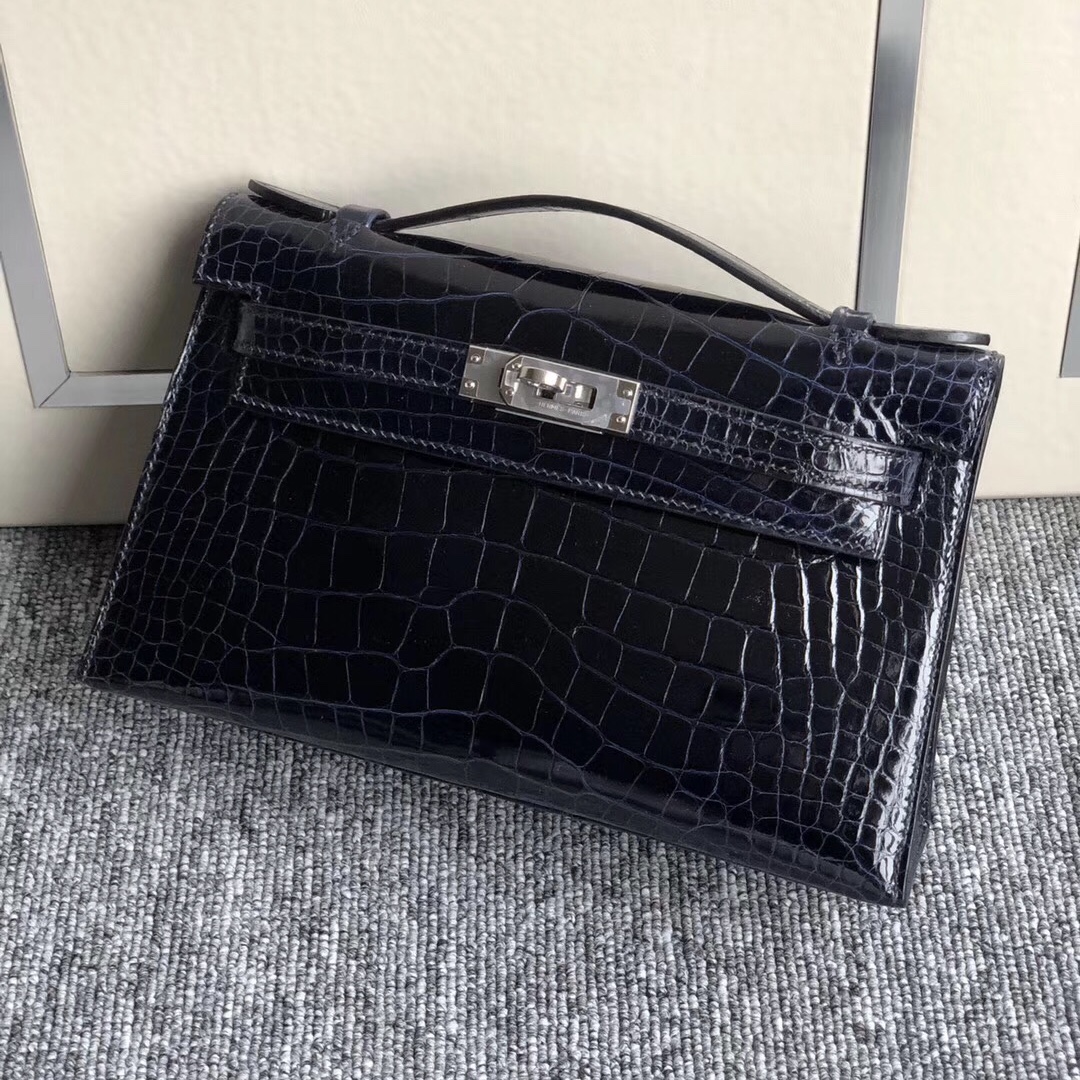 Hermes Mini Kelly Pochette CK73寶石藍 Blue Sapphire J5天方夜譚粉紫