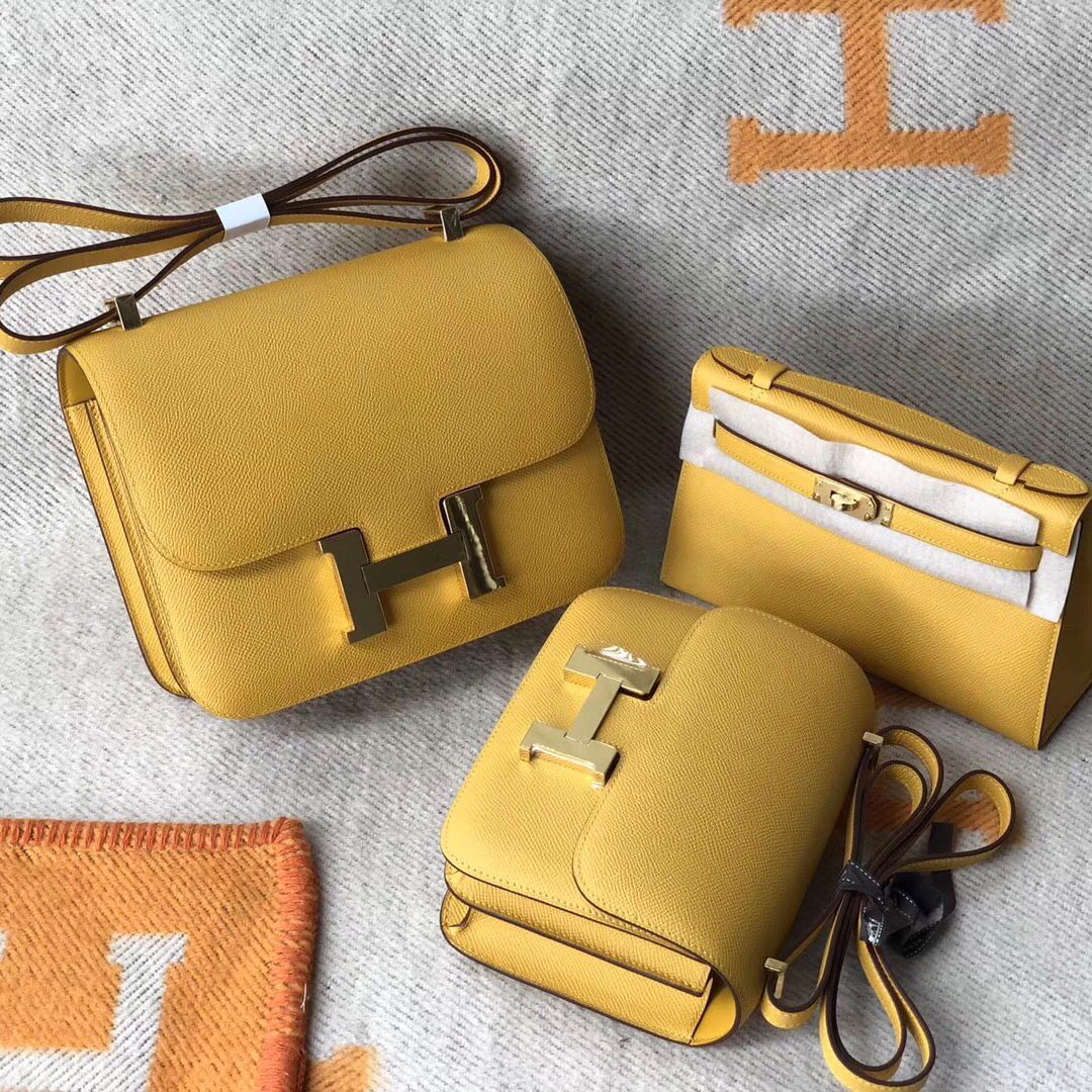 Macao Hermes Constance 19cm 24cm Epsom 9D琥珀黃 Amber