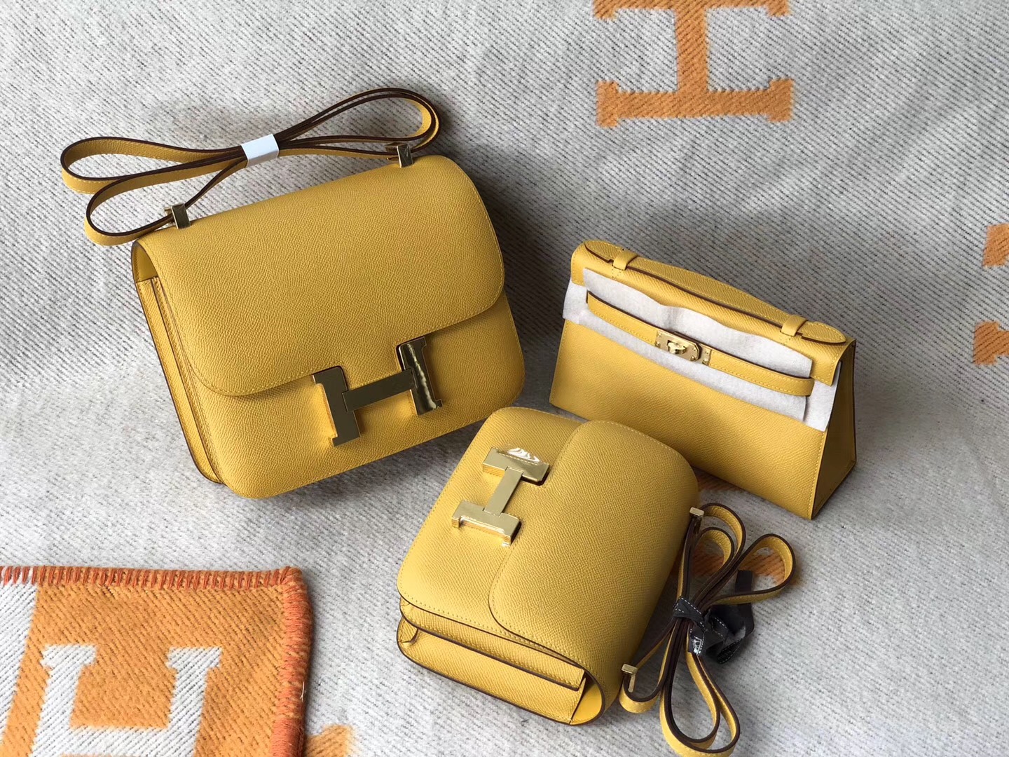 Macao Hermes Constance 19cm 24cm Epsom 9D琥珀黃 Amber