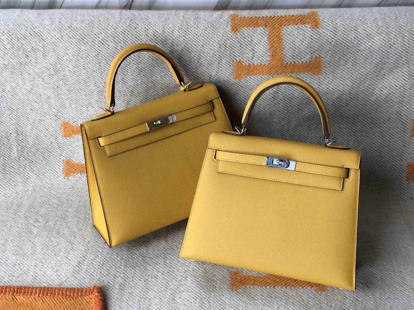 Macao Hermes Kelly 25cm 28cm 尺寸大小對比圖片 9D琥珀黃 Amber