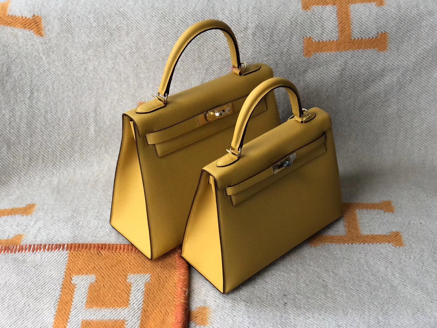 Macao Hermes Kelly 25cm 28cm 尺寸大小對比圖片 9D琥珀黃 Amber