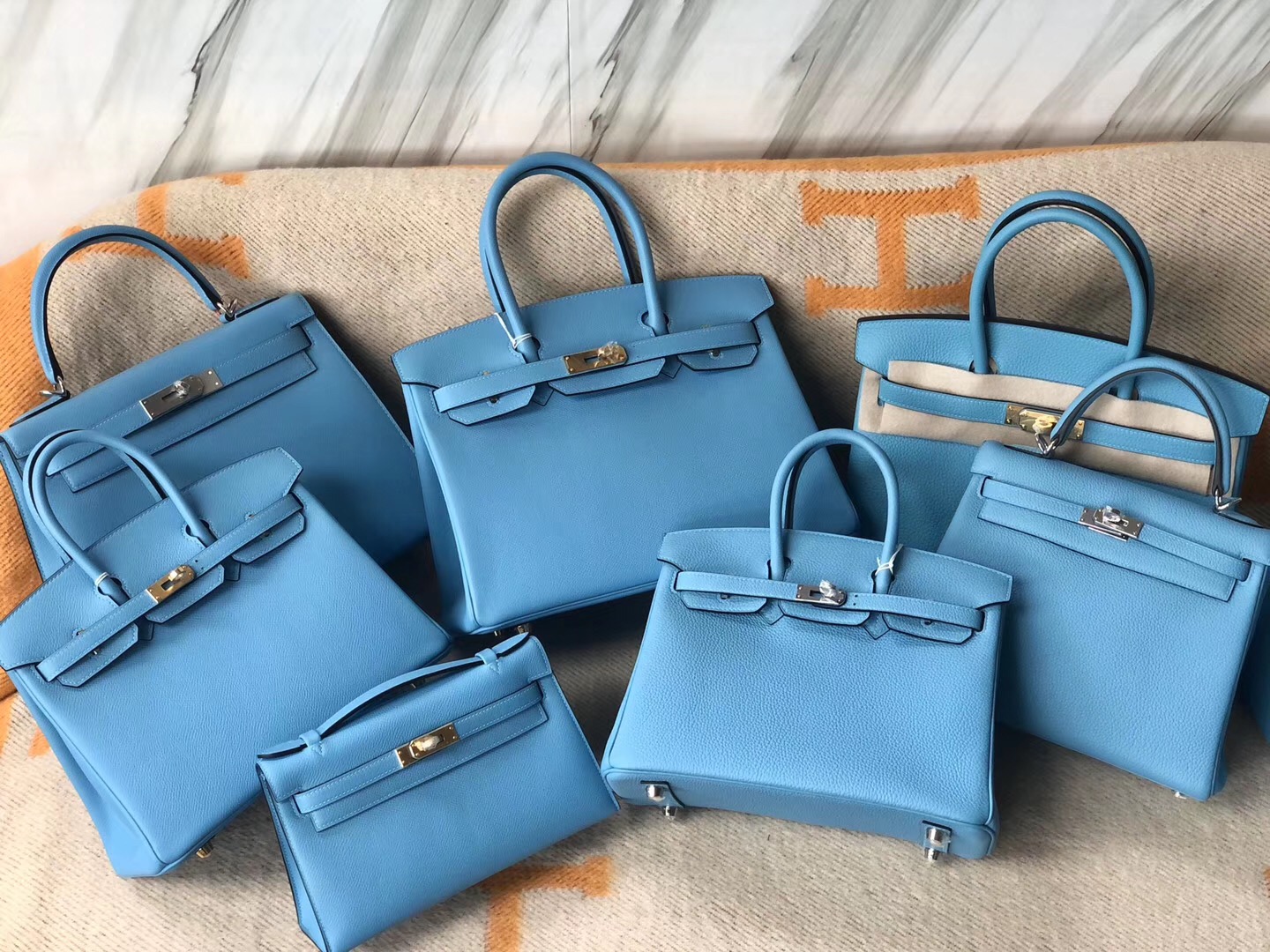 香港島鉑金包價格 Hermes Birkin25cm 30cm P3北方藍 Blue de nord 對比圖