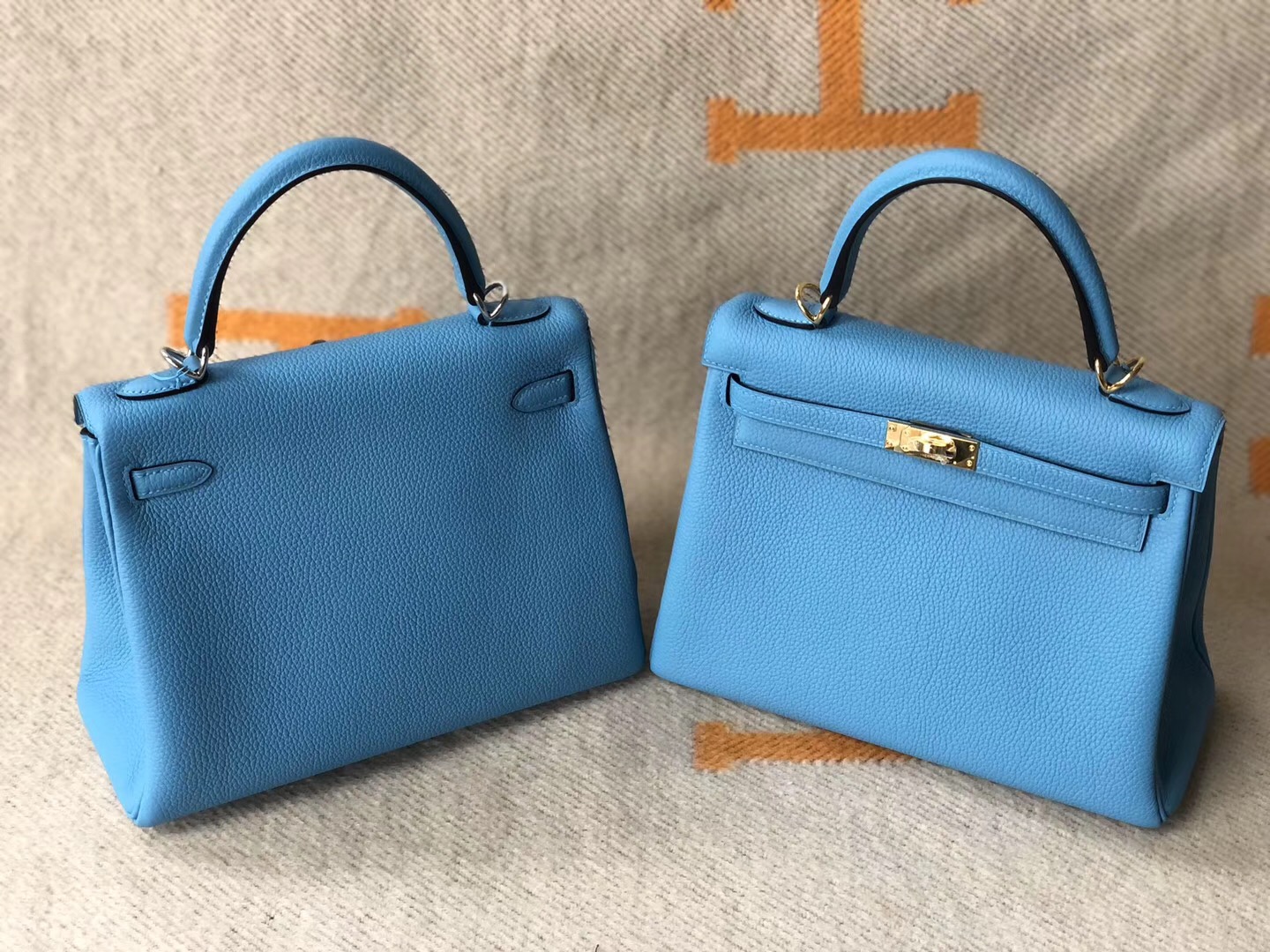 Hong Kong Hermes Kelly 25cm 28cm 大小對比圖 P3 北方藍 Blue de nord