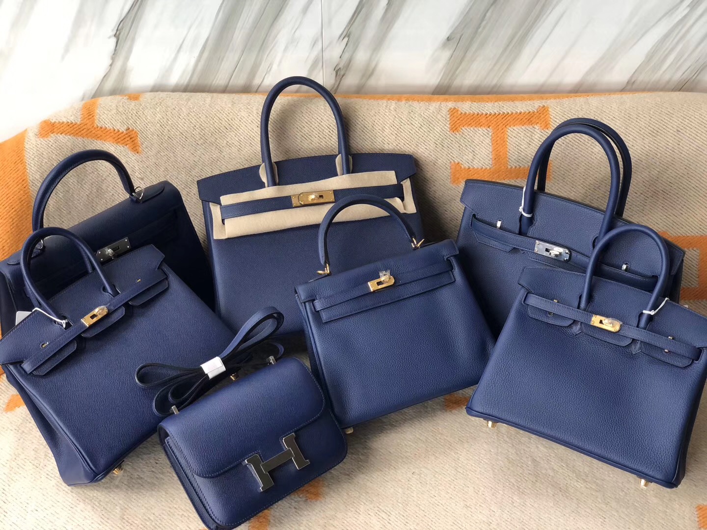 Hermes Birkin25 30cm 大小對比參照圖 Epsom CK75寶石藍 Blue sapphire