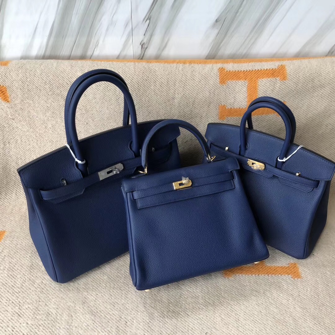 愛馬仕鉑金包什麼顏色最經典Hermes Birkin25 30cm CK75 寶石藍Blue 