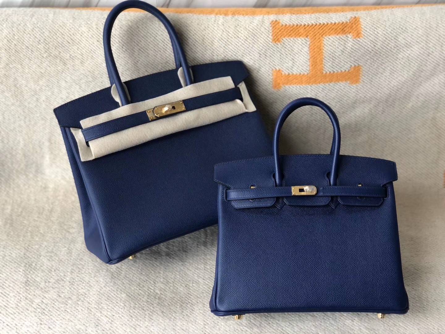 Hermes Birkin25 30cm 大小對比參照圖 Epsom CK75寶石藍 Blue sapphire