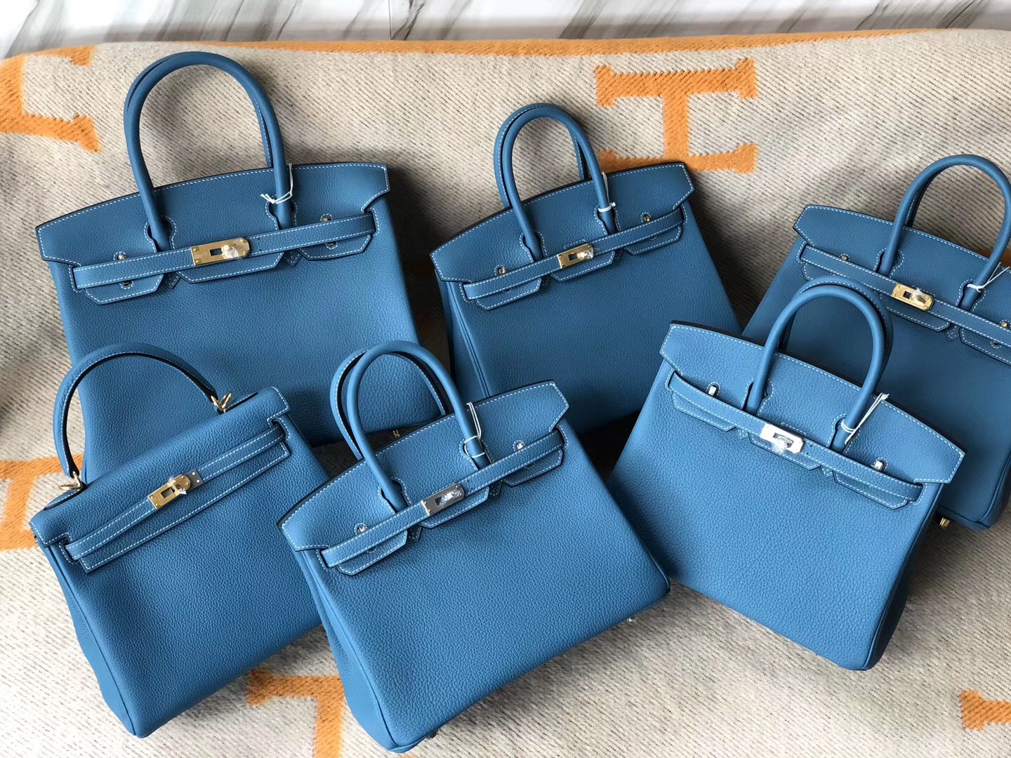 愛馬仕鉑金包配什麼衣服好看 Birkin25 30cm CK75牛仔藍 Blue Jean