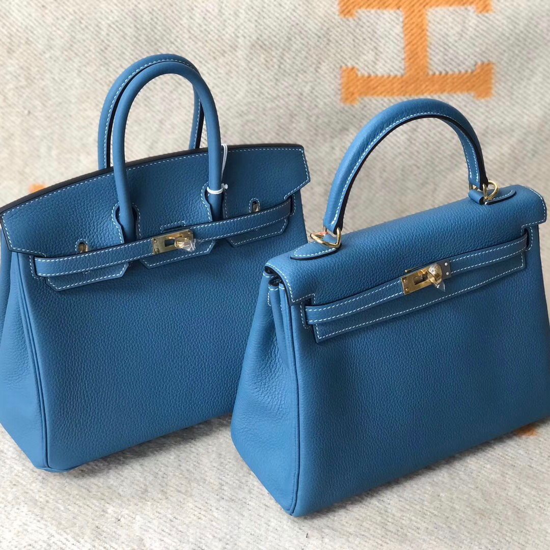 愛馬仕鉑金包配什麼衣服好看 Birkin25 30cm CK75牛仔藍 Blue Jean