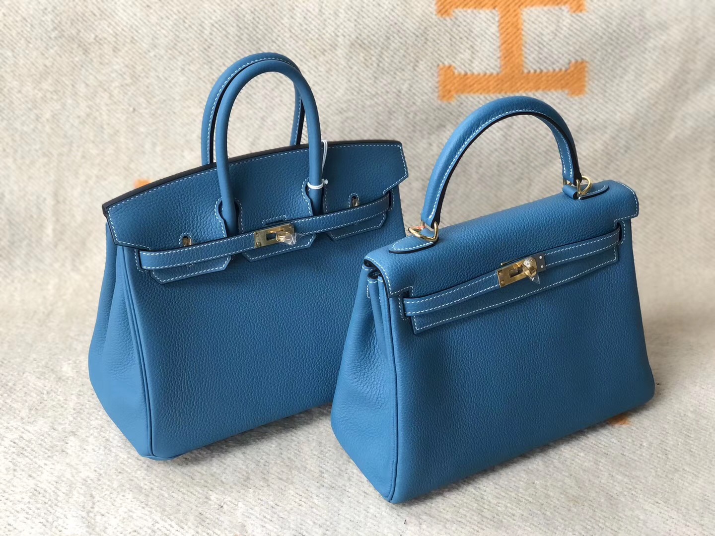 愛馬仕鉑金包配什麼衣服好看 Birkin25 30cm CK75牛仔藍 Blue Jean