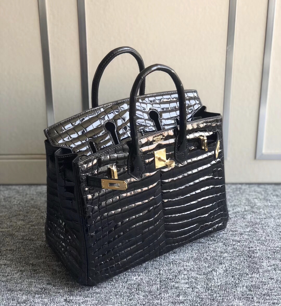 澳门爱马仕专卖店永利度假酒店 Hermes Birkin25cm 尼羅供珠鱷 CK89 Noir