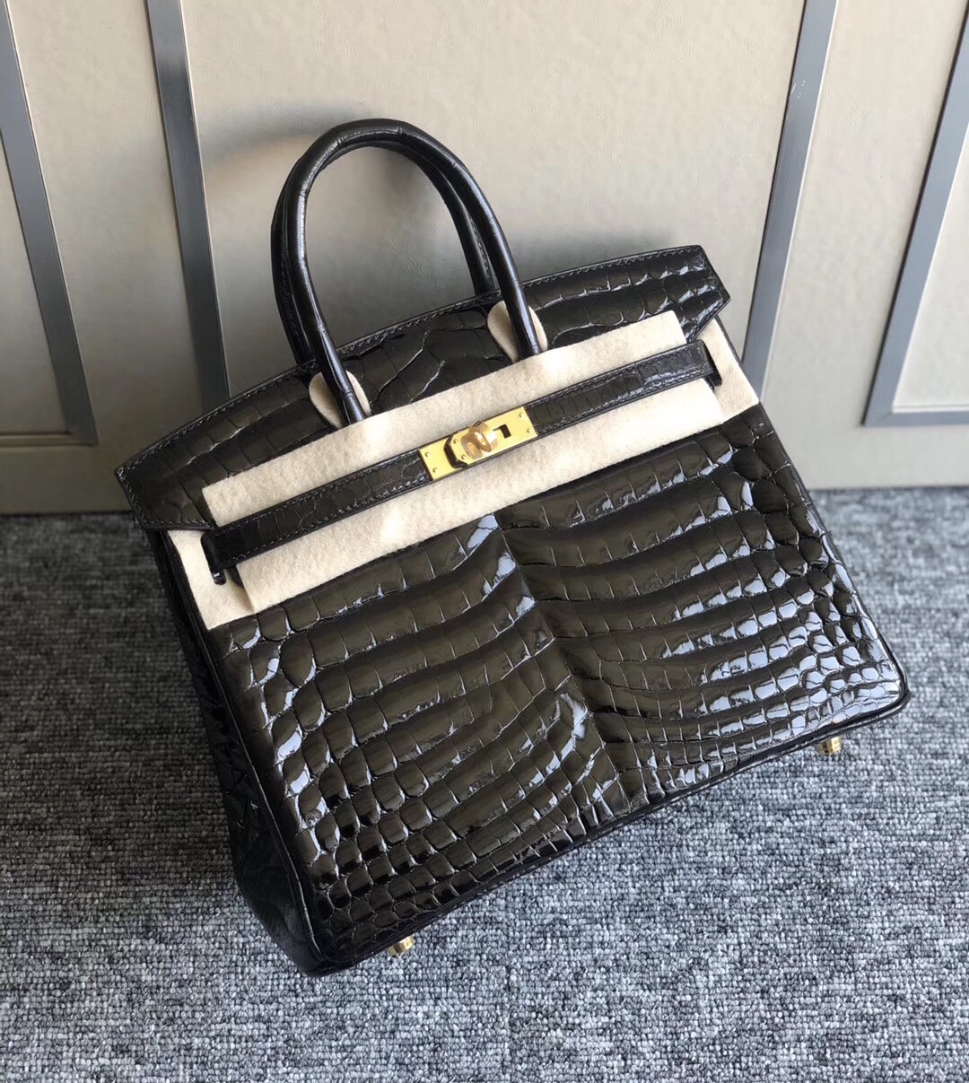 澳门爱马仕专卖店永利度假酒店 Hermes Birkin25cm 尼羅供珠鱷 CK89 Noir