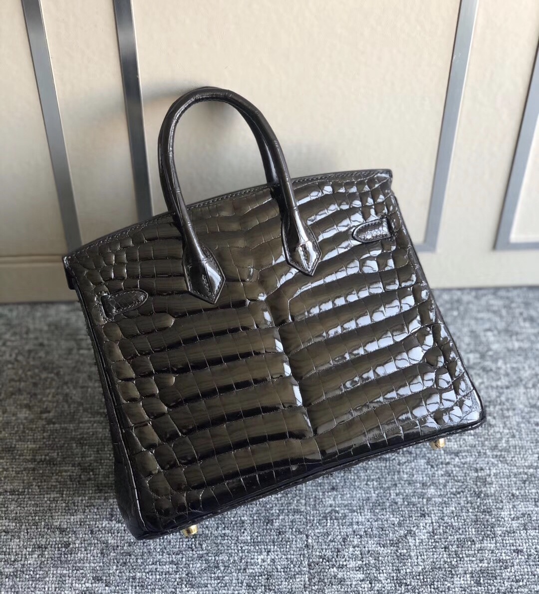 澳门爱马仕专卖店永利度假酒店 Hermes Birkin25cm 尼羅供珠鱷 CK89 Noir