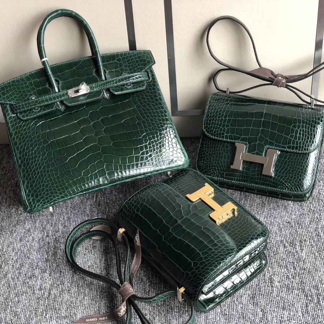 Hermes Birkin 25cm Constance 19cm 美洲鱷 CK67祖母綠 Vert Fonce