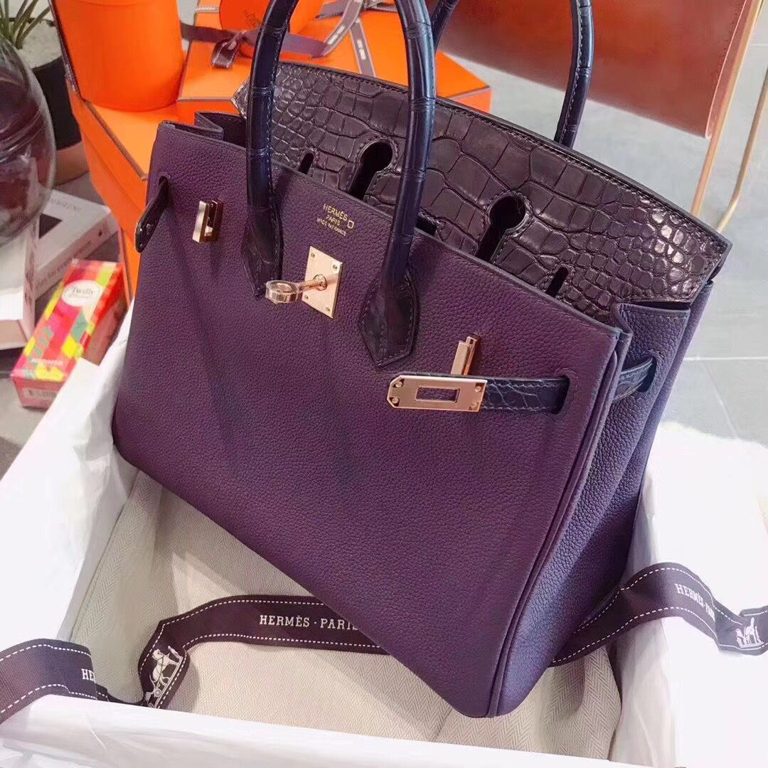 Hermès Birkin Touch 25cm CK59 葡萄紫 Raisin拼3W Prunoir 美洲鱷