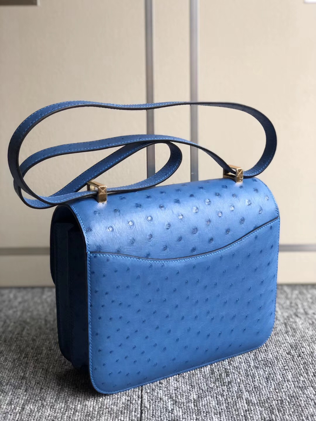 香港新界 九龍半島 愛馬仕Hermes Constance 24cm 7Q希臘藍 Blue Mykonos