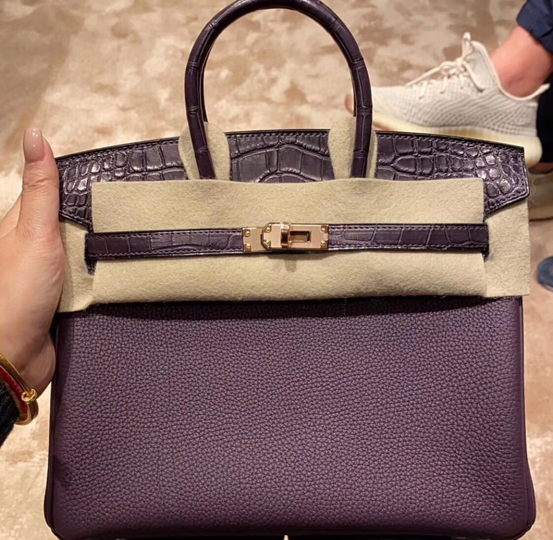 Hermès Birkin Touch 25cm CK59 葡萄紫 Raisin拼3W Prunoir 美洲鱷