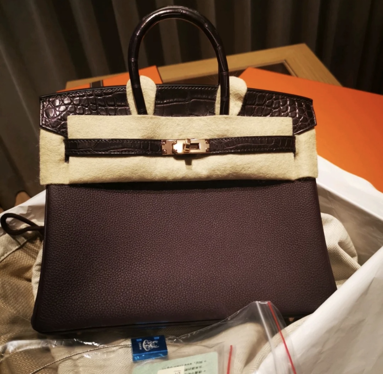 Hermès Birkin Touch 25cm CK59 葡萄紫 Raisin拼3W Prunoir 美洲鱷