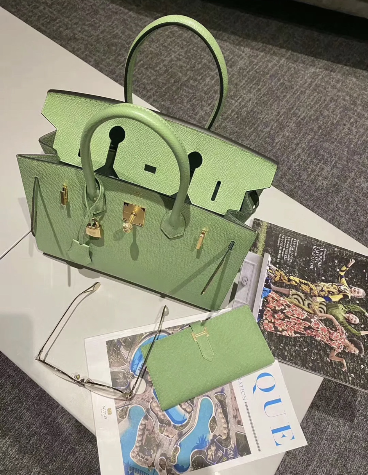 愛馬仕外縫鉑金包 Hermes Birkin 30cm 3I牛油果綠Vert Criquet 蟋蟀綠