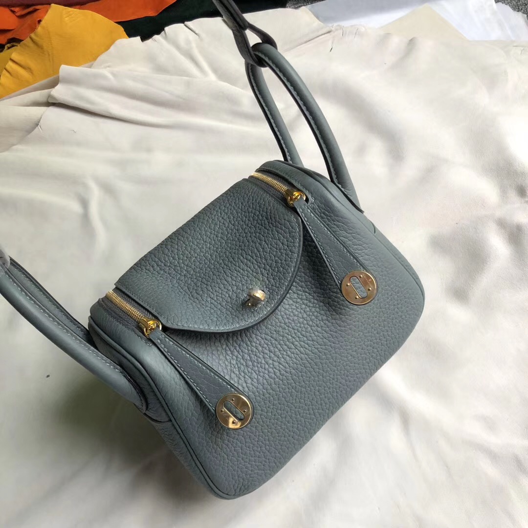 Hermes Mini Lindy Handbag 19cm cc63 vert amande 杏綠色 Clemence