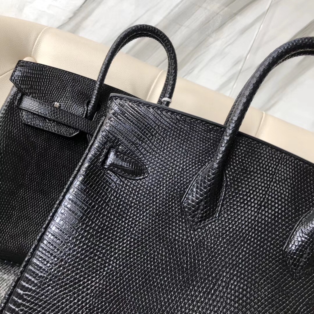 香港淺水灣愛馬仕 Hermes Birkin 25cm Lizard CK89 Noir 金扣 銀扣對比圖