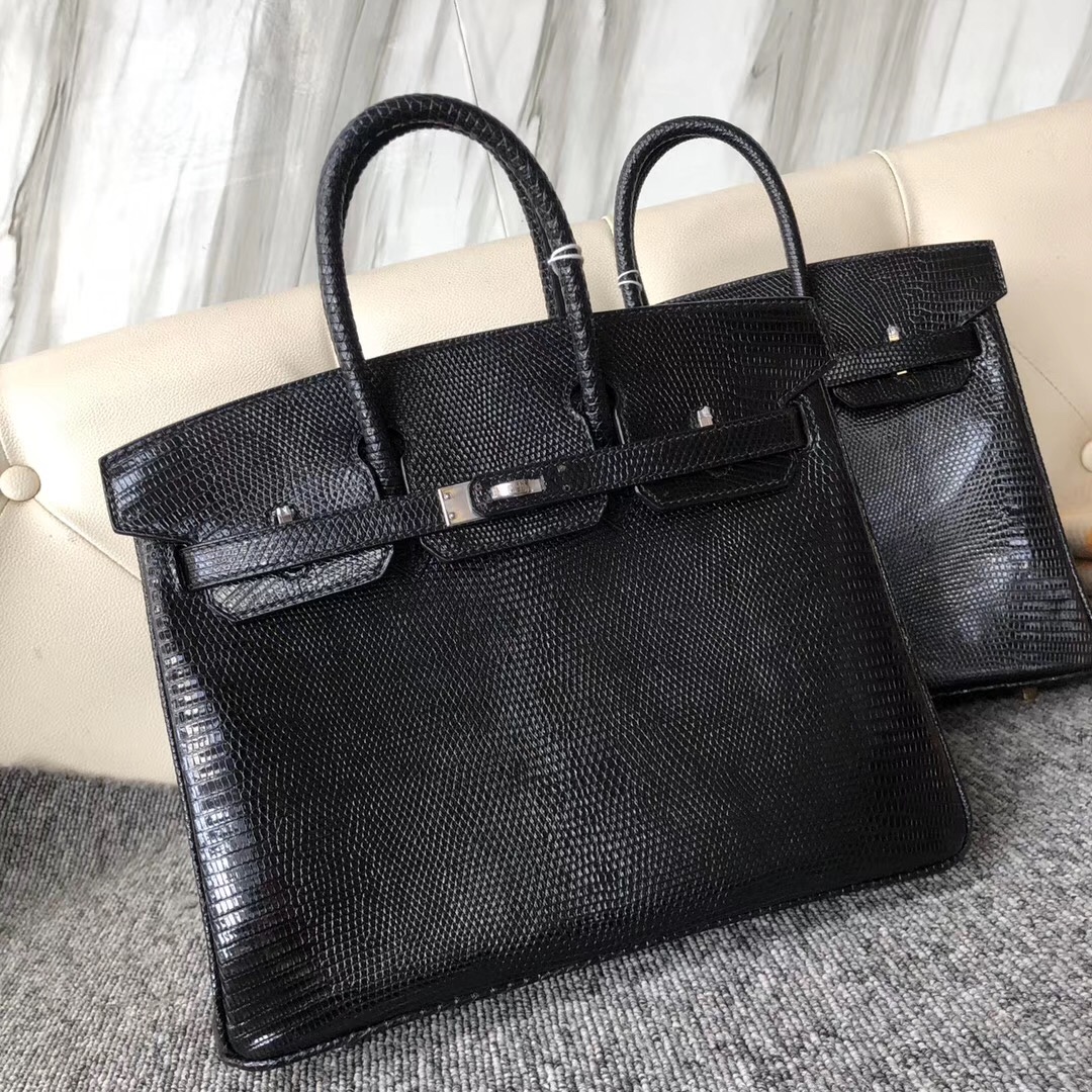 香港淺水灣愛馬仕 Hermes Birkin 25cm Lizard CK89 Noir 金扣 銀扣對比圖