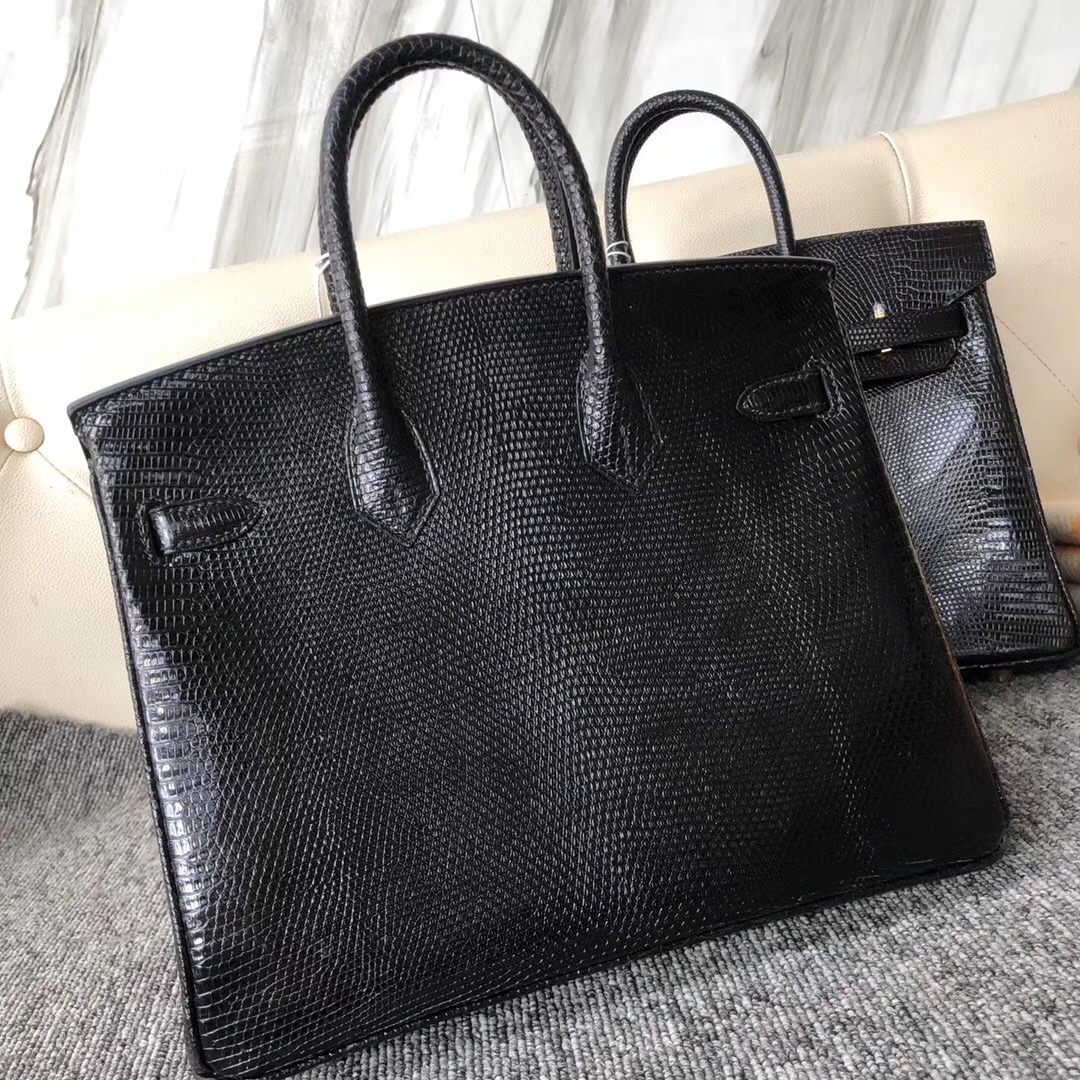 香港淺水灣愛馬仕 Hermes Birkin 25cm Lizard CK89 Noir 金扣 銀扣對比圖