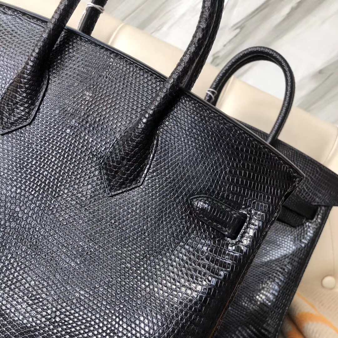 香港淺水灣愛馬仕 Hermes Birkin 25cm Lizard CK89 Noir 金扣 銀扣對比圖