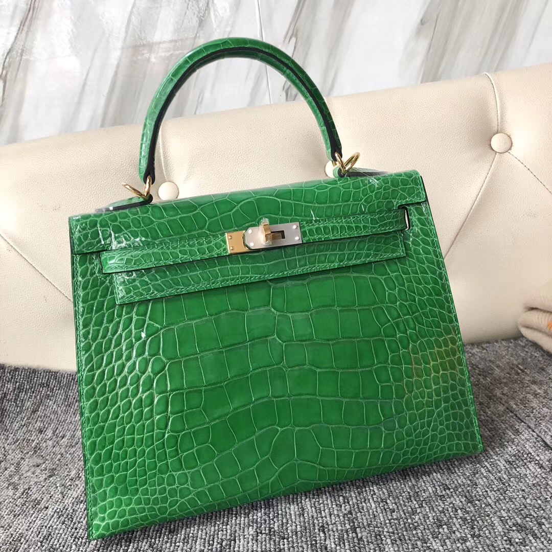 香港東區愛馬仕凱莉包 Hermes Kelly 25cm 美洲鱷 1L Cactus 仙人掌綠