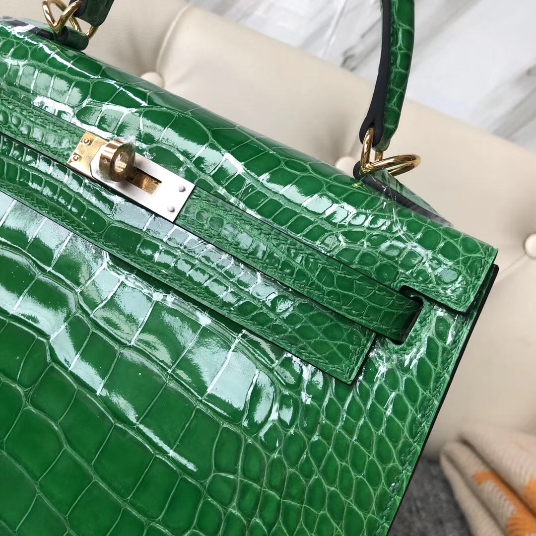 香港東區愛馬仕凱莉包 Hermes Kelly 25cm 美洲鱷 1L Cactus 仙人掌綠