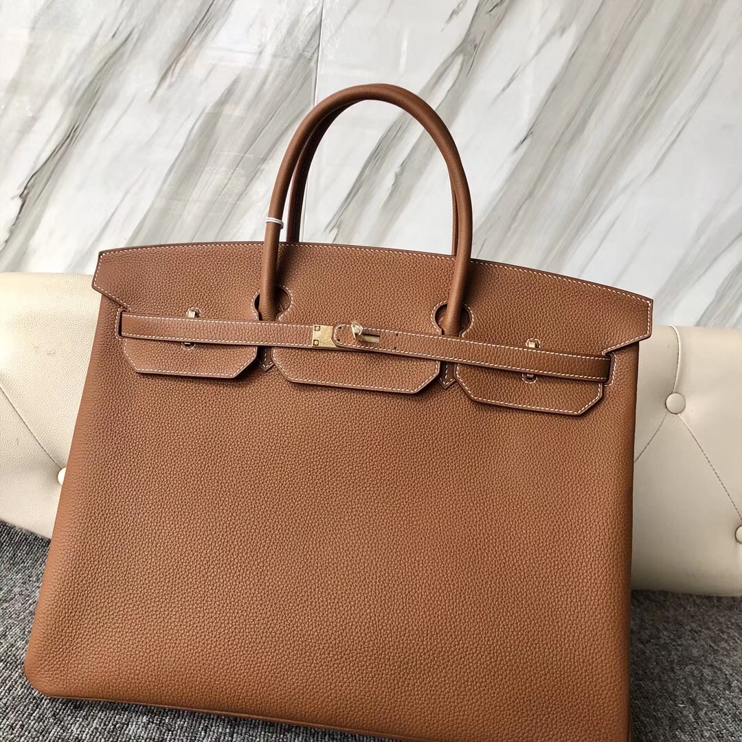 新北市愛馬仕男士鉑金包40CM價格 Hermes Birkin 40cm togo CK37 金棕色