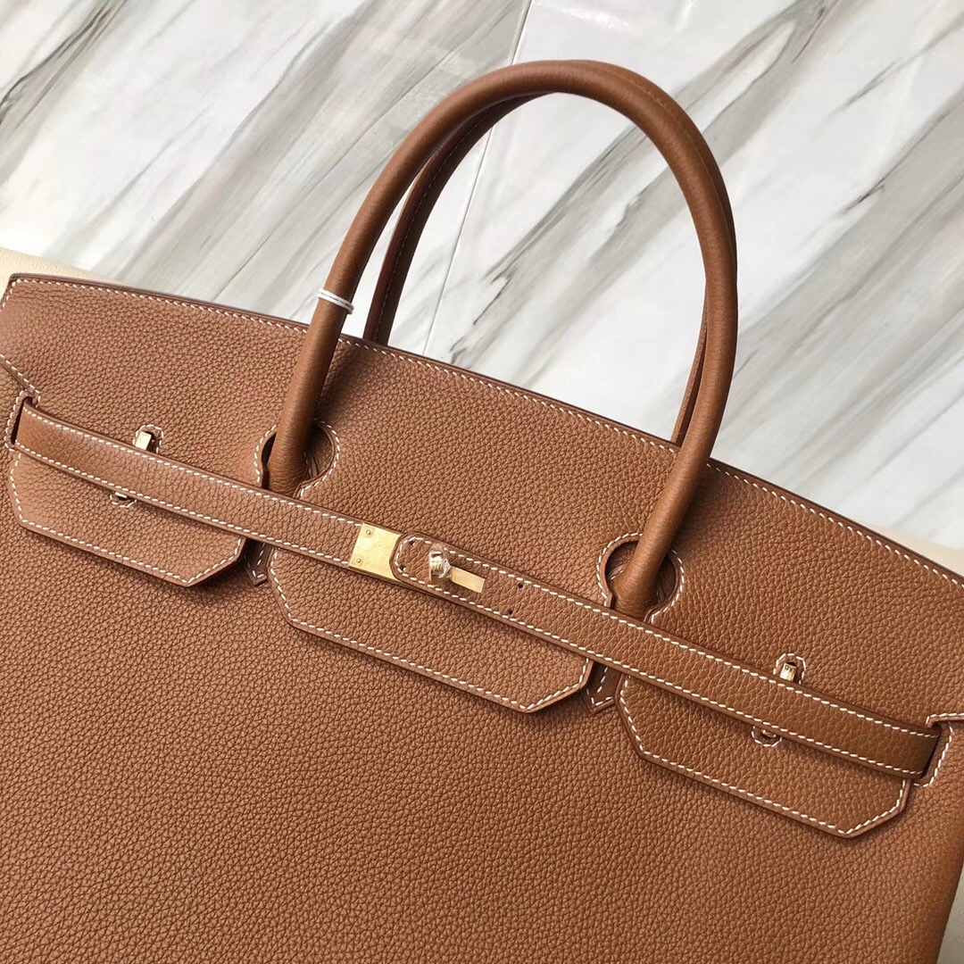 新北市愛馬仕男士鉑金包40CM價格 Hermes Birkin 40cm togo CK37 金棕色