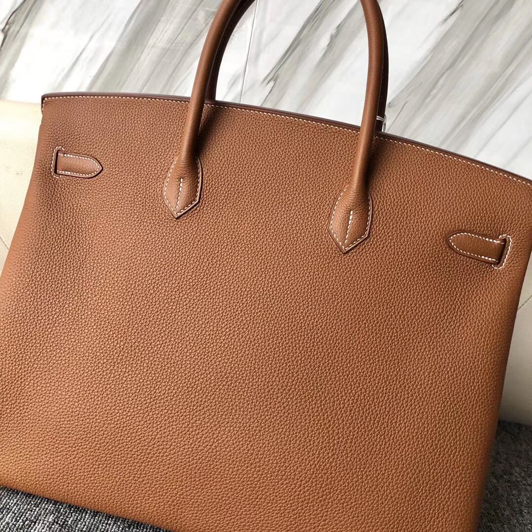 新北市愛馬仕男士鉑金包40CM價格 Hermes Birkin 40cm togo CK37 金棕色